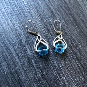 Light Blue Swarovski crystal earrings